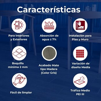 Piso Gray Emblem Daltile Rectificado 20X90 1.72 M2 EM03R