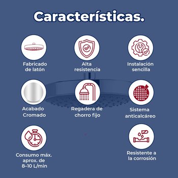 Regadera Redonda de Chorro Fijo Plato Ancho de 7" Helvex H-3003