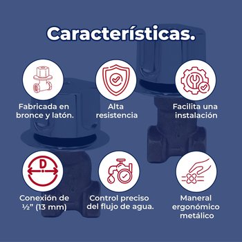 LLave Individual Para Regadera Maneral y Chapetón Empotrar Rugo