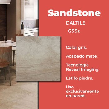 Piso Sandstone Gris Daltile 60 x 60 cm Rectificado