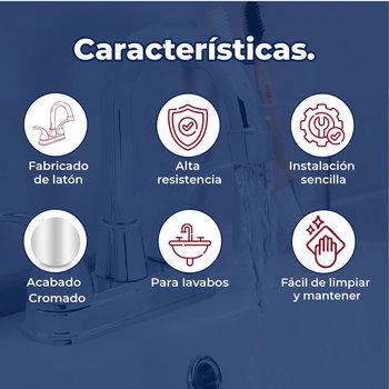 Llave Mezcladora Para Lavabo 4" Rugo Manerales Géminis