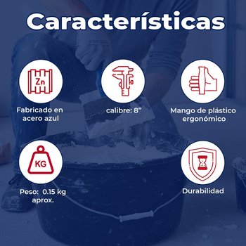 Espátula Mango Plástico Labeled 8 pulg Acero Azul