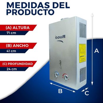 Calentador Paso 12 Lts Rugo Gas Nat Incluye Kit de Instalación