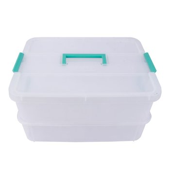 Caja con Clip Doble Espacio Plástica 36X27X19cm Transparente