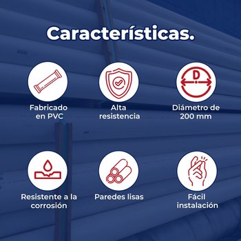 Tubo PVC San Norma 200 mm 8 (6M)