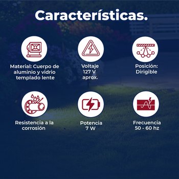 Luminario reflector 4 pulgadas negro aluminio con estaca