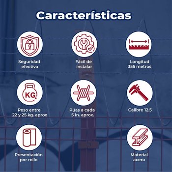 Alambre Púas Bronco 355 m Calibre 12.5