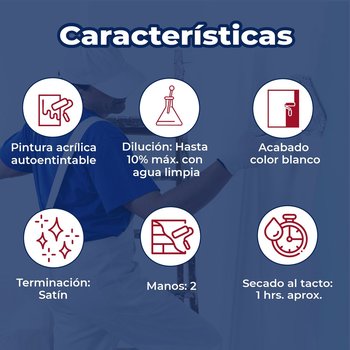 Pintura Vinil Acrilica Satinada Platinum Extra White 19 L