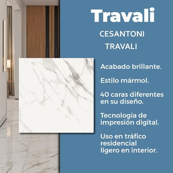 Piso Travali Blanco Tipo Mármol Cesantoni 61x61 cm Rectificado