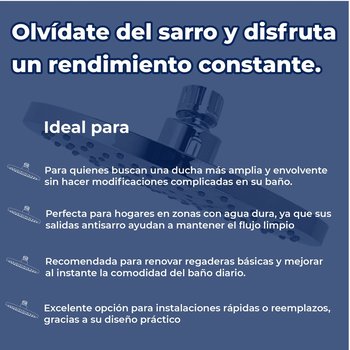 Regadera Redonda Antisarro de 8" Sin Brazo Hiroshima Rugo