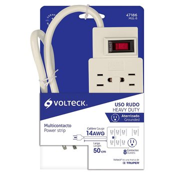 Multicontacto Barra 8 Entradas Volteck Uso Rudo