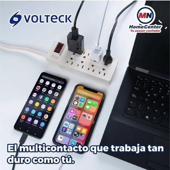 Multicontacto Barra 8 Entradas Volteck Uso Rudo
