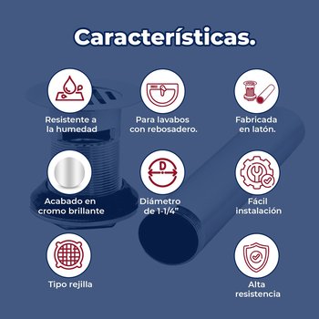 Contra con Rejilla para Lavabo con Rebosadero Helvex TH-058