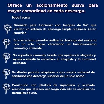 Botón Cromado de Descarga Sencilla Para WC Fluidmaster