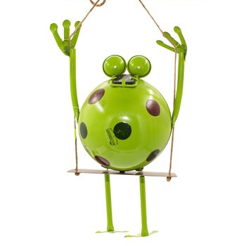 Figura decorativa solar p/jardín figura rana c/columpio 1.30 M