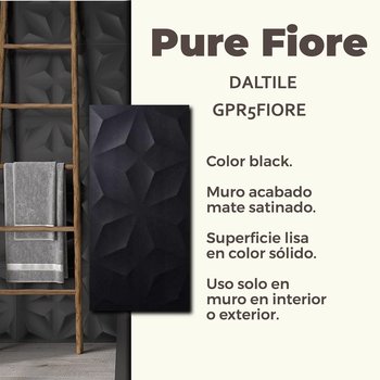 Muro Pure Fiore Black Daltile 45 x 90 cm Rectificado