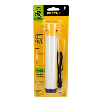 Linterna Recargable con Lampara de emergencia 280 LM