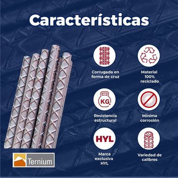 Varilla Recta Ternium núm 12 1½ pulg x 12 ml