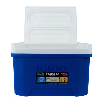 Hielera Cool 9 con asa Igloo 09 QT azul y blanco