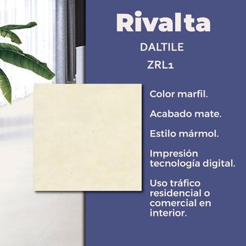 Piso Rivalta Marfil Daltile 60.5x60.5 cm