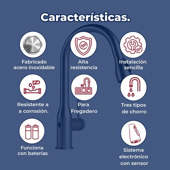 Llave Monomando de fregadero electrónico sensor Practika Helvex