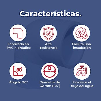 Codo PVC Hidráulico Cedula 40 90 x 32 mm