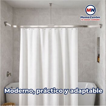 Riel Flexible Para Cortina de Baño Color Cromo Duschy