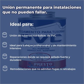 Pegamento PVC Presto 473 ml 1/2 l