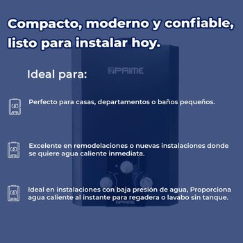 Calentador Paso 06 LTS Instantáneo Baja Presión GN Prime Negro