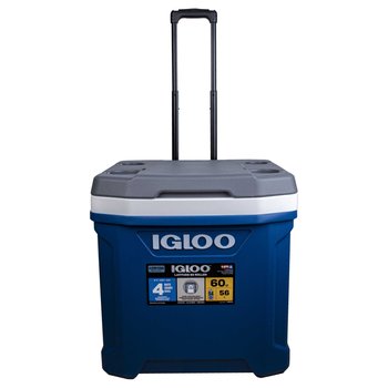 Hielera Latitude 60 Roller Igloo 94 latas c/ruedas gris y azul