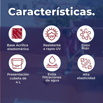 Impermabilizante Acrilico Fibratado Rojo 5 AÑOS 3.8 LT