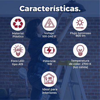Foco Led A19 9 W 2700 K Estévez Luz Cálida