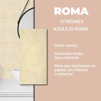 Azulejo Roma Arena Vitromex 20 x 30 cm