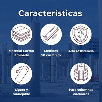 Tubo para Cimbra de Cartón 50 cm x 3 m