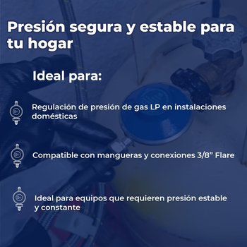 Regulador Gas LP 1 Vía Coflex Baja Presión Terminal 3/8 " Flare
