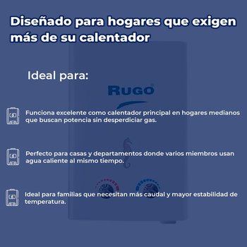 Calentador de Paso Instantáneo Rugo 12 L Gas Natural 2 Servicios