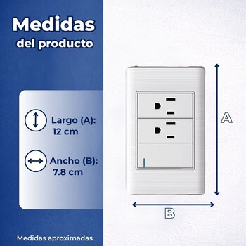 Placa Con 1 Apagador Sencillo y 2 Contactos Color Blanco Luxica