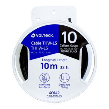 Cable eléctrico negro Volteck THHW-LS 10 AWG 10M