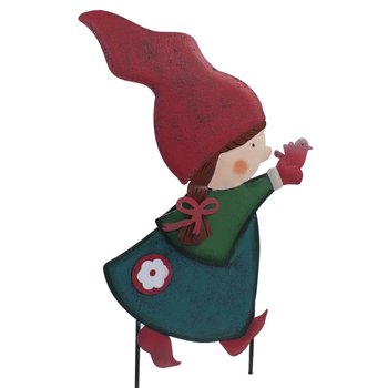 Estaca decorativa para jardín figura Gnomo Fem Pájaro 57 cm