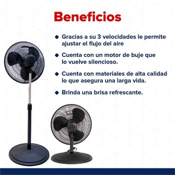 VENTILADOR PEDESTAL 16 PULGADAS 2 EN 1 ASPA PLASTICA