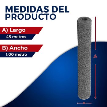 Malla Hexagonal DeAcero 1.00 x 45 M Calibre 22
