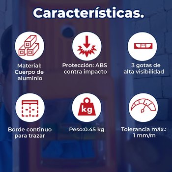 Nivel profesional de 24" Pulgadas con protección de ABS, Truper