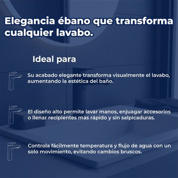 Llave Monomando Para Lavabo Alto Piazza Ébano Helvex