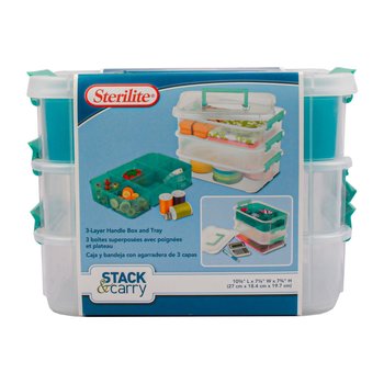 Caja Con Clip Triple Espacio Medida 27X18X19cm Transparente