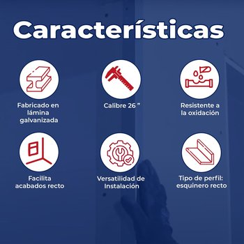 Esquinero Metálico Calibre 26 3.17X3.05 M