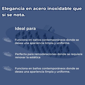 Regadera Delgada Redonda Sin Brazo Rugo 6" Acero Inoxidable