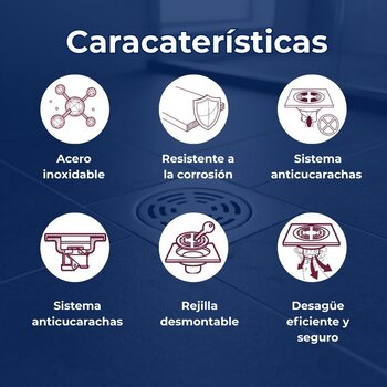 RESUMIDERO CUADRADO ANTICUCARACHAS 4X4 AC INOX