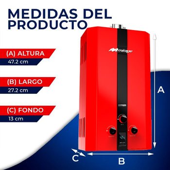 Calentador Paso Rojo 6 L Mirage Flux Gas Natural