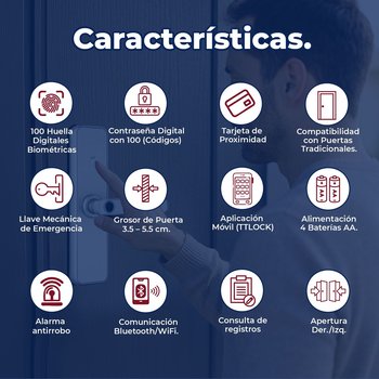 Cerradura Digital para puerta XE CI-400BT plata con bluetooth