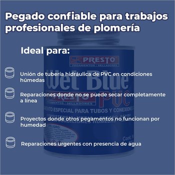 Pegamento Para PVC Presto Wet Blue 236 ML